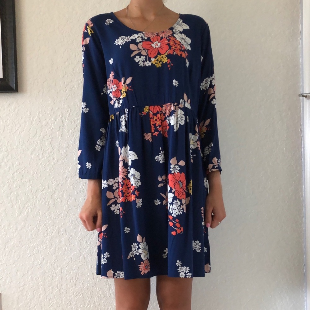 Floral Long Sleeve Mini Dress